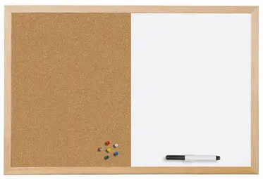 Bi-Office Tableau mixte, cadre en bois, (L)900 x (H)600 mm