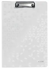 LEITZ Porte-bloc à rabat WOW, A4, polyfoam, blanc métallisé