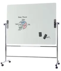 Bi-Office Tableau en verre, magnétique, mobile, pivotant