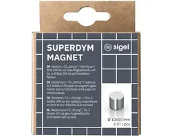 sigel Aimant néodyme cylindrique "Strong" C5, set de 50