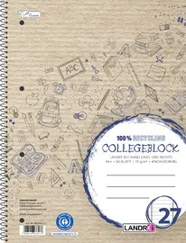 LANDRÉ Cahier à spirale Recycling, A4, ligné, 160 pages