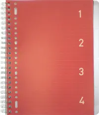 kangaro Cahier à spirale 4en1, A4, ligné, 200 pages, rouge