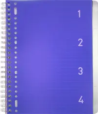 kangaro Cahier à spirale 4en1, A4, ligné, 200 pages, bleu