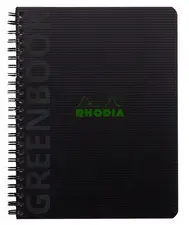 RHODIA Cahier à spirale GREENBOOK, A5+, quadrillé, noir