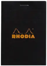 RHODIA Bloc agrafé No. 11, format A7, quadrillé 5x5, noir