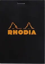 RHODIA Bloc agrafé No.12, 85 x 120 mm, quadrillé 5x5, noir