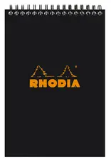 RHODIA Bloc spiralé No. 16, format A5, quadrillé 5x5, noir