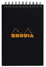 RHODIA Bloc spiralé No. 13, format A6, quadrillé 5x5, noir