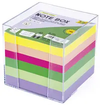 folia Bloc cube avec boîtier, 90 x 90 mm,transparent/couleur