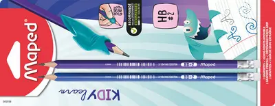 Maped Crayon de papier, avec gomme, HB, blister de 2