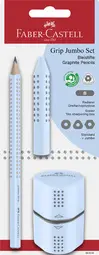 FABER-CASTELL Kit crayon Jumbo GRIP, bleu ciel, blister