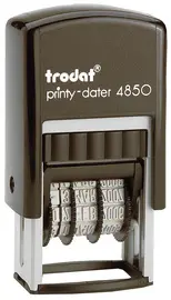 trodat Datumstempel Printy Dater 4850L "GEBUCHT", blau/rot