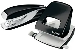 LEITZ Agrafeuse & perforateur Nexxt WOW, noir métallisé