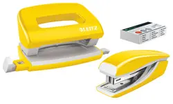 LEITZ Kit mini agrafeuse et perforateur Nexxt WOW, jaune