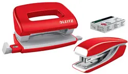 LEITZ kit mini agrafeuse et perforateur Nexxt WOW, rouge