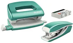 LEITZ Kit mini agrafeuse et perforateur Nexxt WOW, menthe