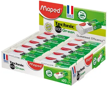 Maped Gomme plastique Technic  600 Green, présentoir de 20
