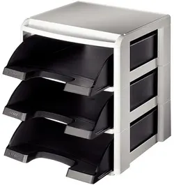 LEITZ Set corbeilles à courrier, A4, corbeilles noire