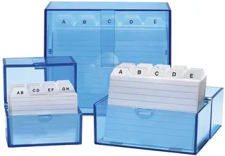 WEDO Boîte à fiches A6 paysage, bleu transparent