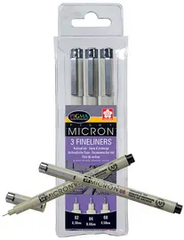 SAKURA Feutre PIGMA MICRON, étui de 3, noir