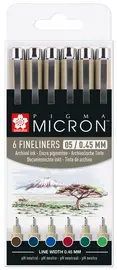 SAKURA Feutre fin PIGMA MICRON 05, couleur terre, étui de 6