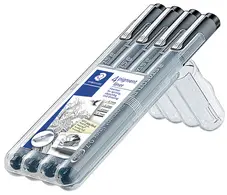 STAEDTLER Feutre à pigment, étui de 4, noir