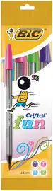 BIC Stylo à bille Cristal Fun, étuit carton de 4