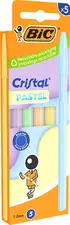 BIC Stylo à bille Cristal Pastel, assorti, blister de 5