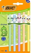 BIC Stylo à bille Cristal Pastel Figurines, blister de 5