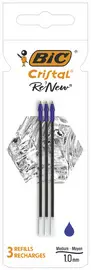 BIC Recharge pour stylo à bille Cristal RE'NEW, S, bleu