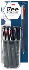 Pentel Stylo à bille rétractable 4 couleurs iZee, présentoir