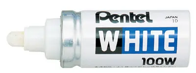 Pentel Marqueur permanent X100W, pointe ogive, 2,5 mm, blanc