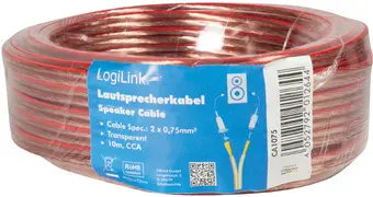 LogiLink Câble pour haut-parleurs, 2 x 1,5 mm2, 100 m