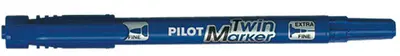 PILOT Marqueur permanent Twin Marker, extra fin, bleu