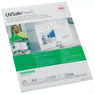 GBC Pochette de plastification UVSafePouch, A4, 300 microns