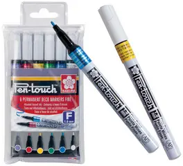 SAKURA Marqueur permanent Pen-Touch Fin, étui de 6