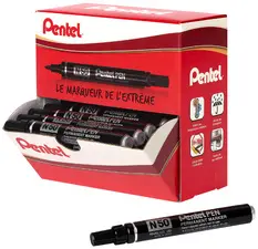 Pentel Marqueur permanent N50, présentoir carton de 36, noir