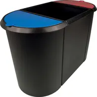 helit Corbeille à papier "the triple", oval, PE, noir/rouge/