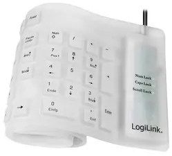 LogiLink Flexible Silikon-Tastatur, kabelgebunden, weiß