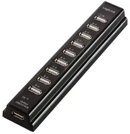 LogiLink Hub USB 2.0 avec bloc d'alimentation, noir, 10
