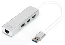 DIGITUS Hub USB 3.0 & adaptateur LAN Gigabit, 3 ports