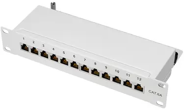 LogiLink Panneau de brassage 10" cat. 6A, 12 ports, gris