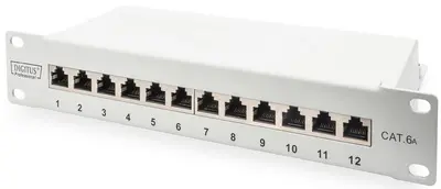 DIGITUS Panneau de brassage 10" Cat.6A, blindé, 12 ports, 1U