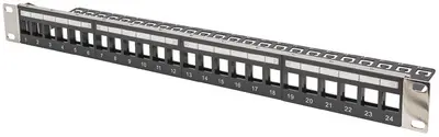 DIGITUS Panneau de brassage Keystone 19", 24 ports, 1 U,noir