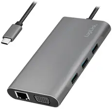 LogiLink Station d'accueil USB 3.2, 10 ports, USB-C, argent