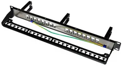 LogiLink Panneau de brassage Keystone 19", 16 ports, blindé