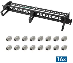 LogiLink 19" Modular Keystone Patch Panel, 16 Port, schwarz