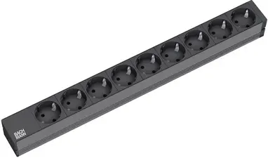 BACHMANN 19" Steckdosenleiste, 9-fach, ohne Schalter schwarz