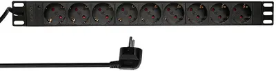 LogiLink 19" Steckdosenleiste, 9-fach, ohne Schalter, grau
