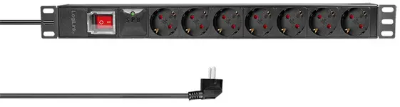 LogiLink 19" Steckdosenleiste, 7-fach, mit Schalter, schwarz